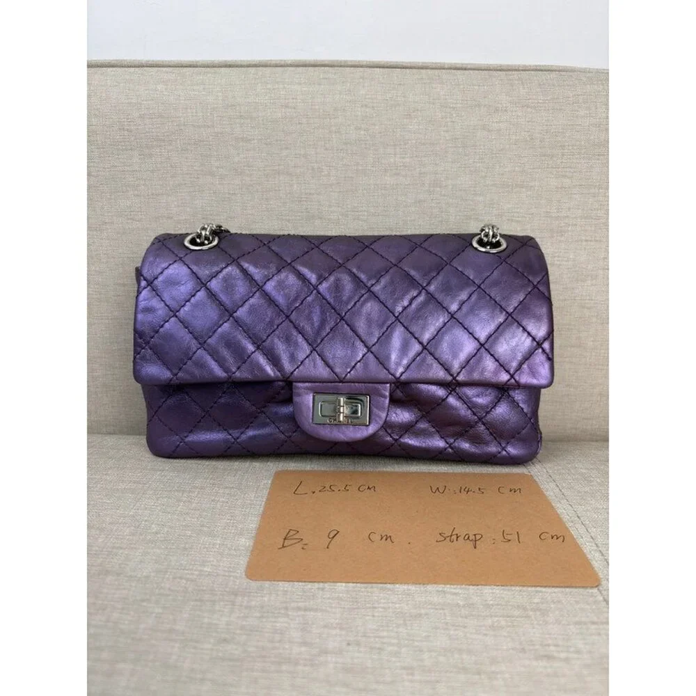 CHANEL Iridescent Purple Calfskin Reissue 2.55 Classic Flap 226 SHW